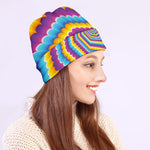 Colorful Spiral Illusion Print Beanie
