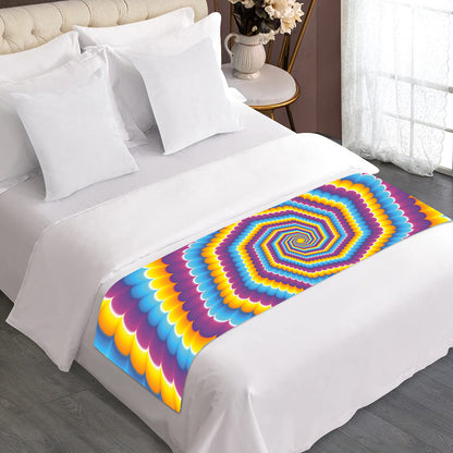 Colorful Spiral Illusion Print Bed Runner