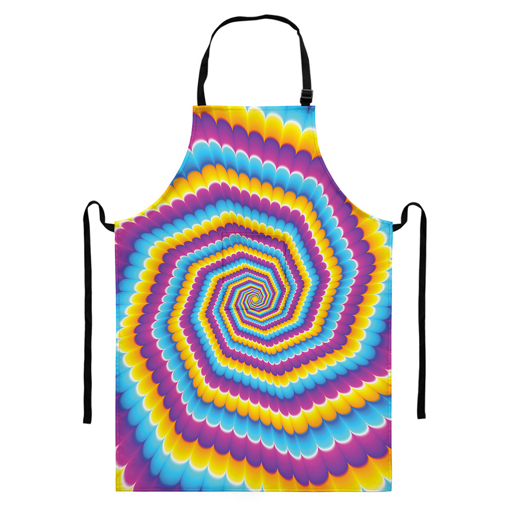Colorful Spiral Illusion Print Bib Apron With Pocket