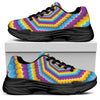 Colorful Spiral Illusion Print Black Chunky Shoes