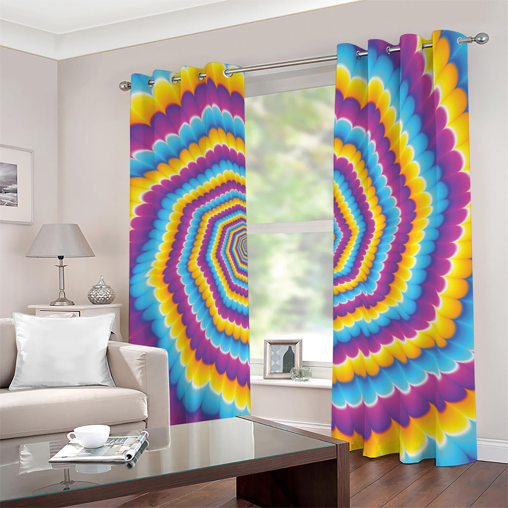 Colorful Spiral Illusion Print Blackout Grommet Curtains