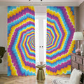 Colorful Spiral Illusion Print Dimout Pencil Pleat Curtains