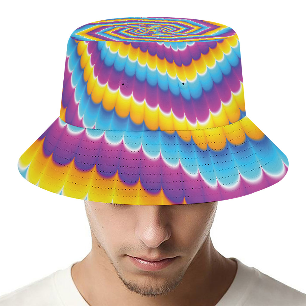 Colorful Spiral Illusion Print Bucket Hat