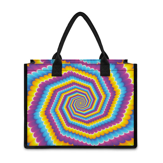 Colorful Spiral Illusion Print Canvas Tote Bag