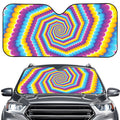 Colorful Spiral Illusion Print Car Windshield Sun Shade