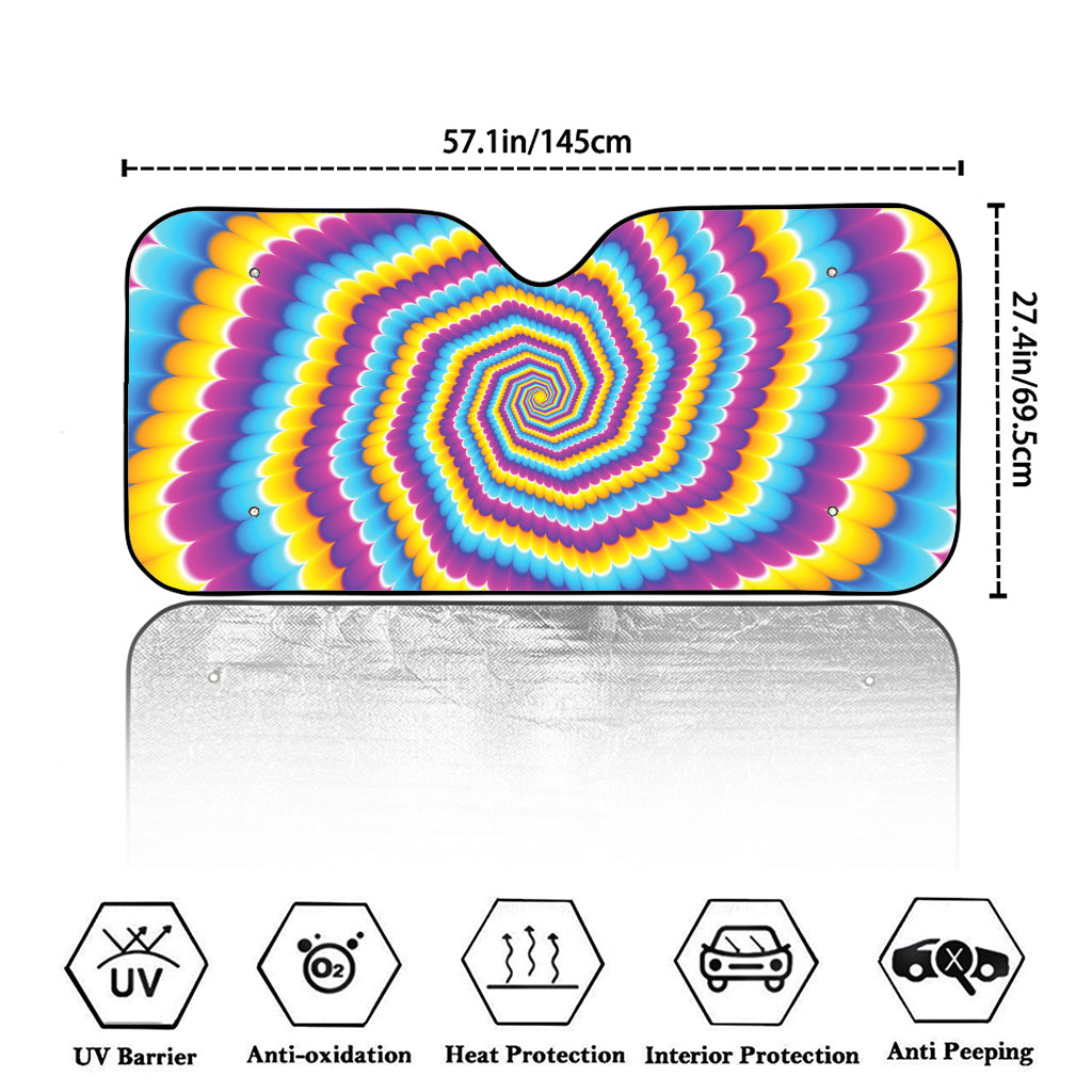 Colorful Spiral Illusion Print Car Windshield Sun Shade