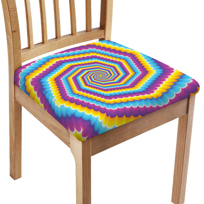 Colorful Spiral Illusion Print Chair Cushion Cover