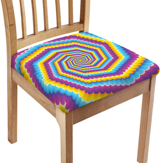 Colorful Spiral Illusion Print Chair Cushion Cover