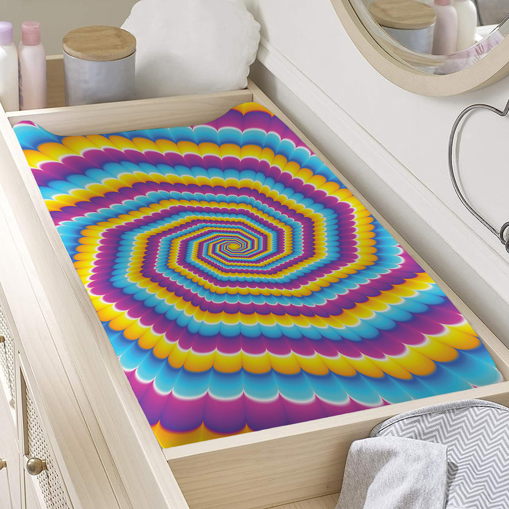 Colorful Spiral Illusion Print Changing Pad Cover