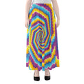 Colorful Spiral Illusion Print Chiffon Maxi Skirt