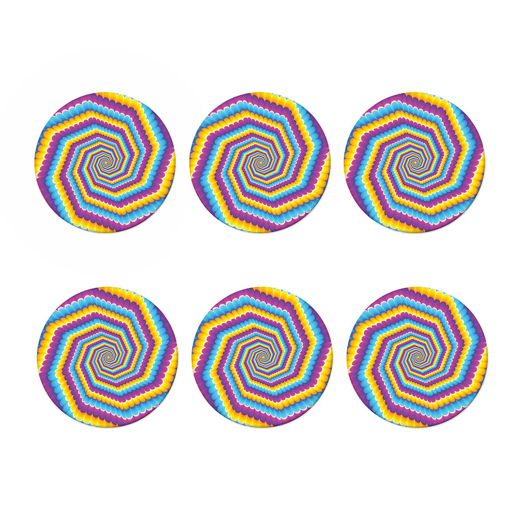Colorful Spiral Illusion Print Coaster Set