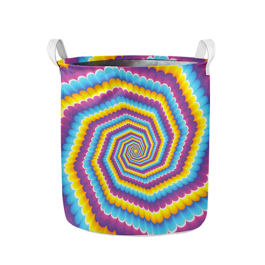 Colorful Spiral Illusion Print Collapsible Laundry Basket