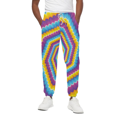 Colorful Spiral Illusion Print Cotton Pants