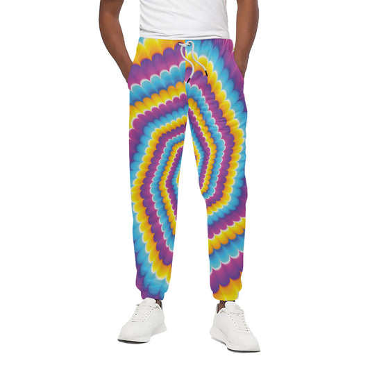 Colorful Spiral Illusion Print Cotton Pants