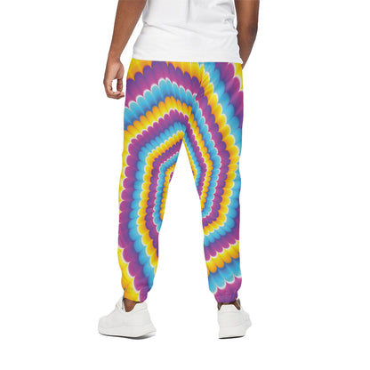 Colorful Spiral Illusion Print Cotton Pants