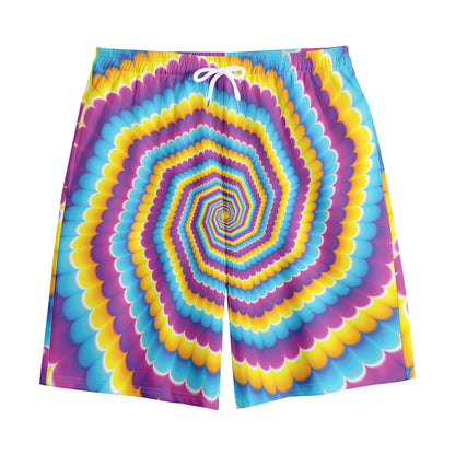 Colorful Spiral Illusion Print Cotton Shorts