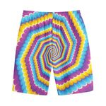Colorful Spiral Illusion Print Cotton Shorts