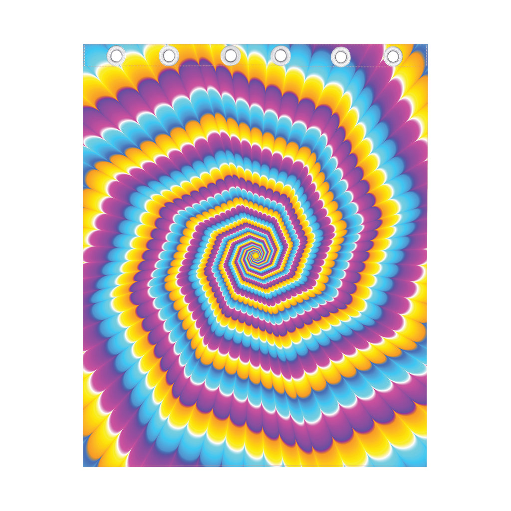 Colorful Spiral Illusion Print Curtain