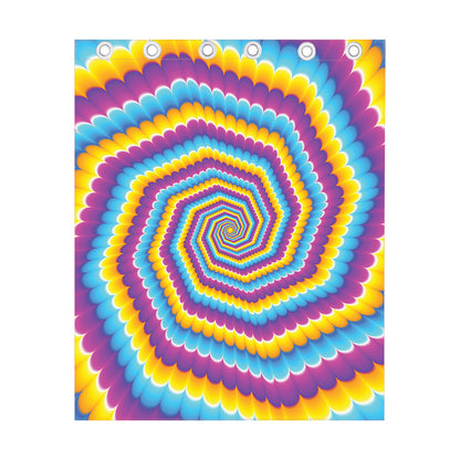 Colorful Spiral Illusion Print Curtain