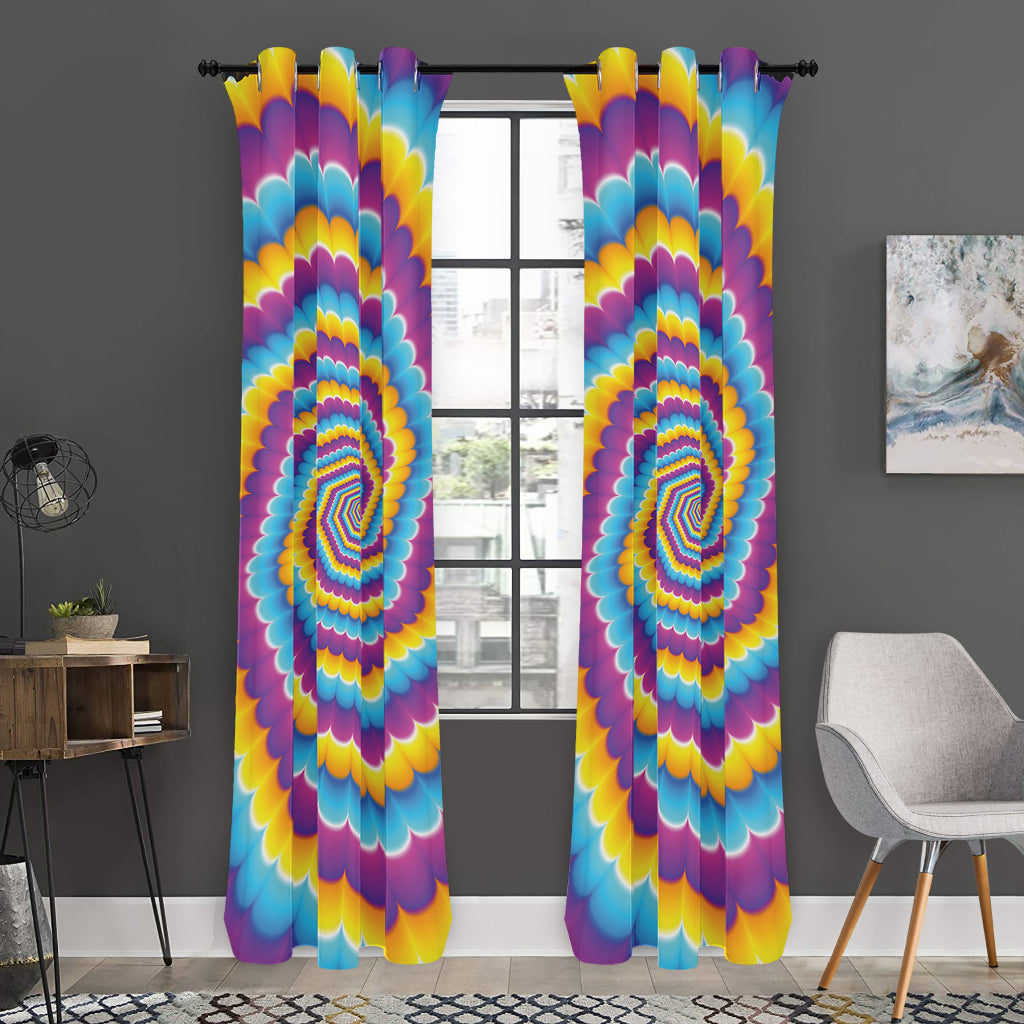 Colorful Spiral Illusion Print Curtain