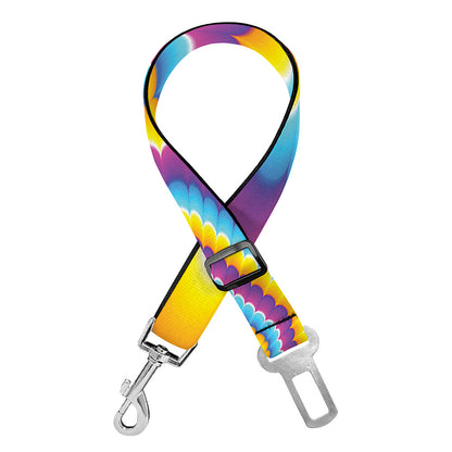 Colorful Spiral Illusion Print Dog Seat Belt