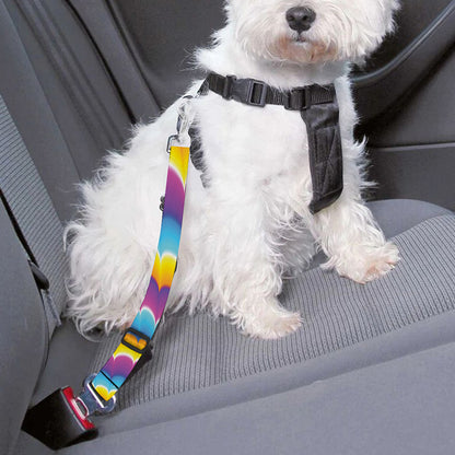 Colorful Spiral Illusion Print Dog Seat Belt