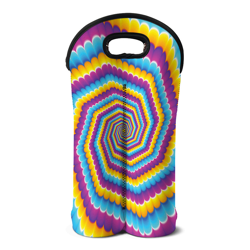 Colorful Spiral Illusion Print Double Neoprene Wine Tote