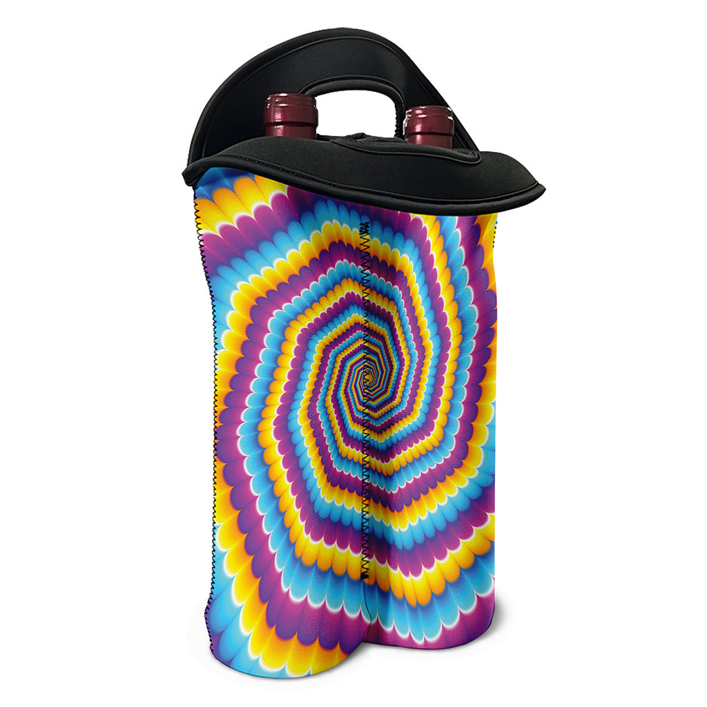 Colorful Spiral Illusion Print Double Neoprene Wine Tote