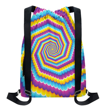 Colorful Spiral Illusion Print Drawstring Backpack