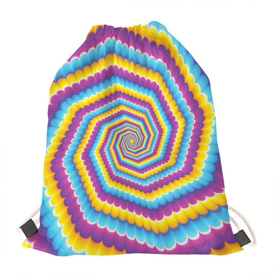 Colorful Spiral Illusion Print Drawstring Bag