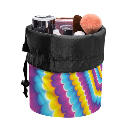 Colorful Spiral Illusion Print Drawstring Makeup Bag