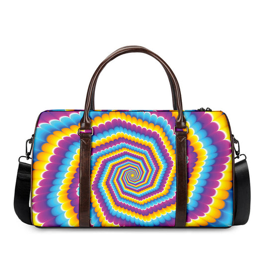 Colorful Spiral Illusion Print Duffle Bag