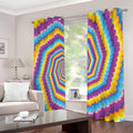 Colorful Spiral Illusion Print Extra Wide Grommet Curtains