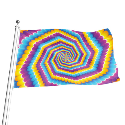 Colorful Spiral Illusion Print Flag