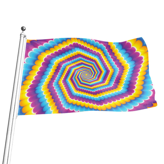 Colorful Spiral Illusion Print Flag