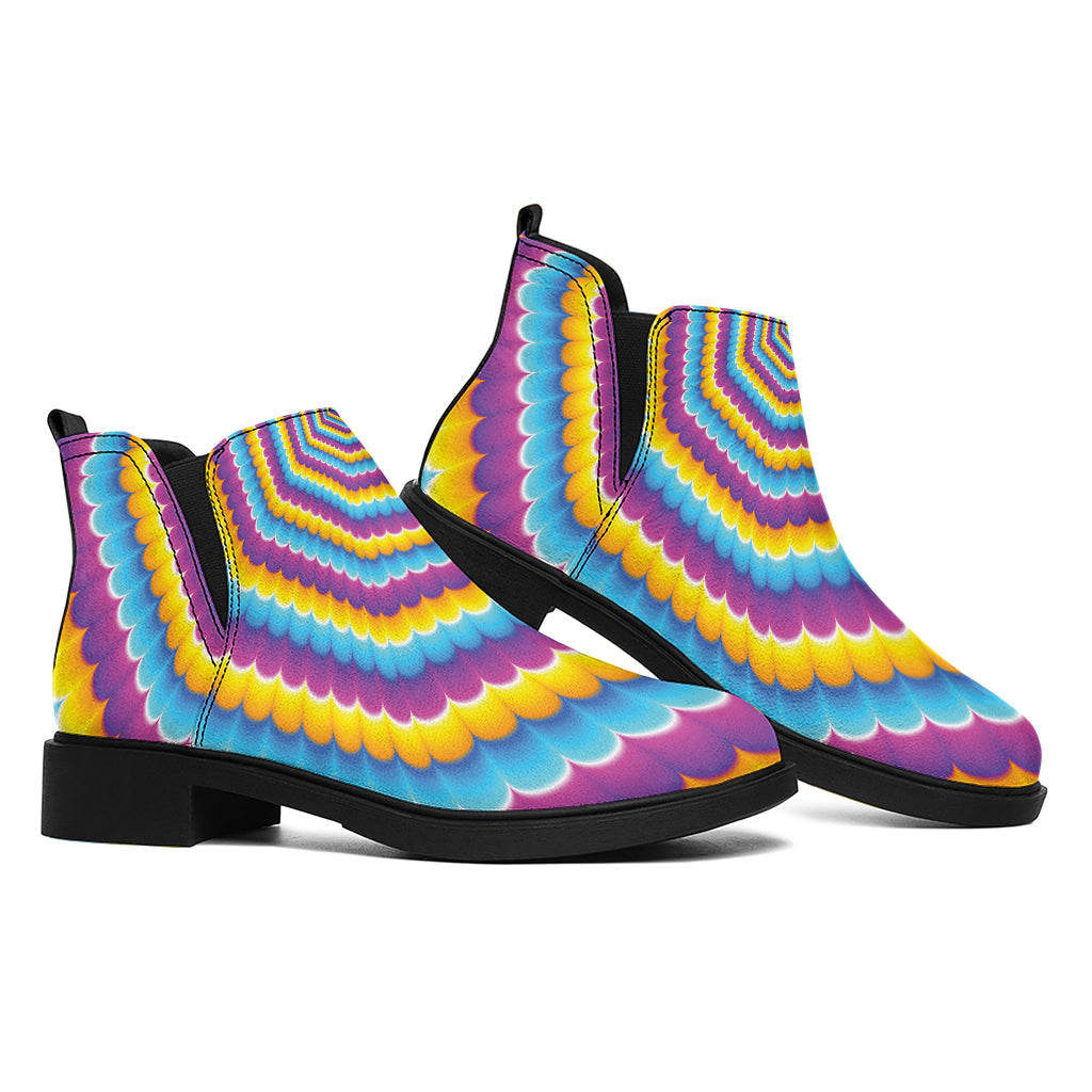 Colorful Spiral Illusion Print Flat Ankle Boots