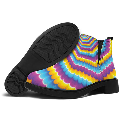 Colorful Spiral Illusion Print Flat Ankle Boots
