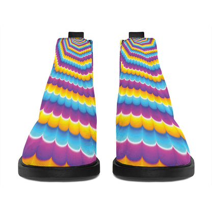 Colorful Spiral Illusion Print Flat Ankle Boots