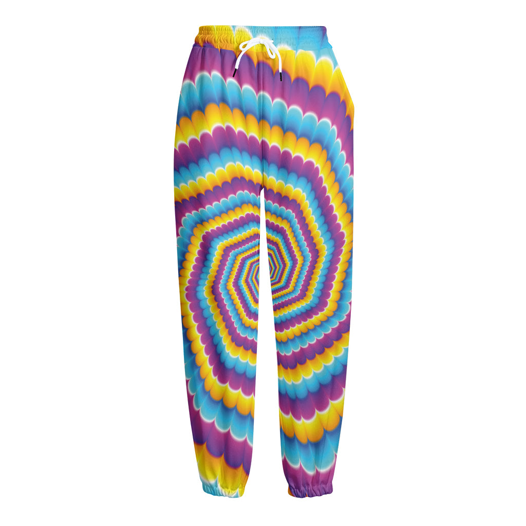 Colorful Spiral Illusion Print Fleece Lined Knit Pants
