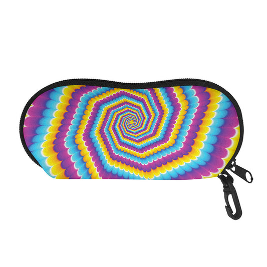 Colorful Spiral Illusion Print Glasses Case