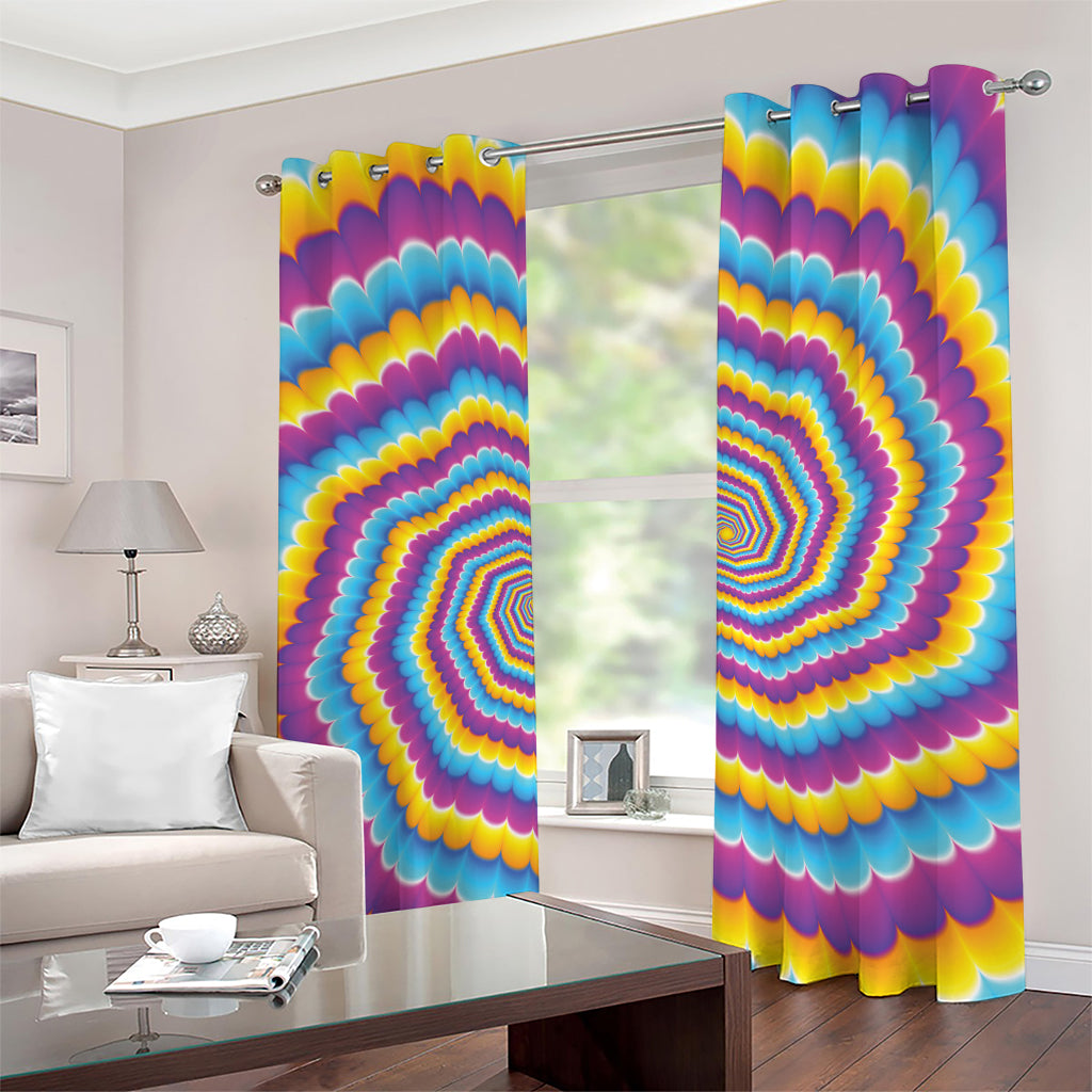 Colorful Spiral Illusion Print Grommet Curtains
