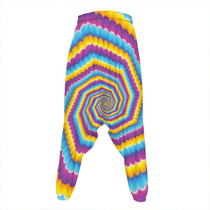 Colorful Spiral Illusion Print Hammer Pants