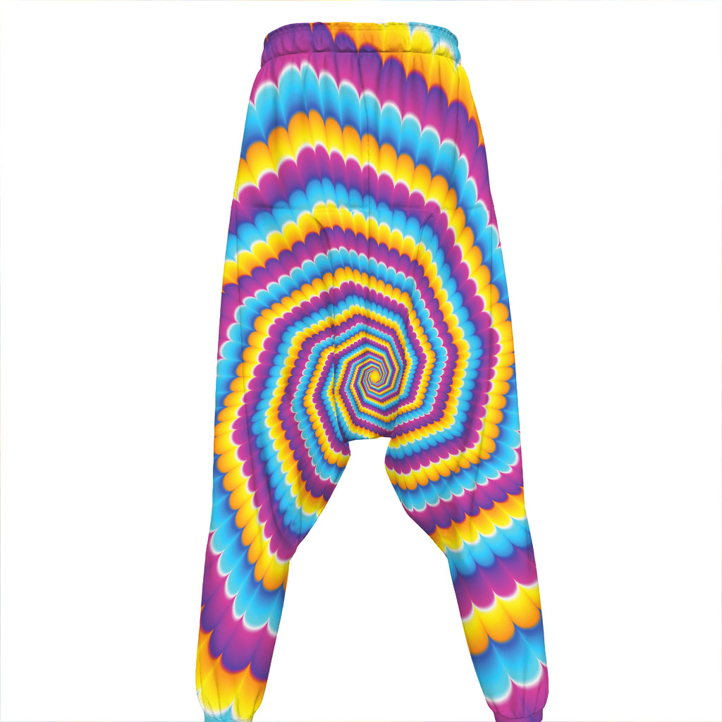 Colorful Spiral Illusion Print Hammer Pants