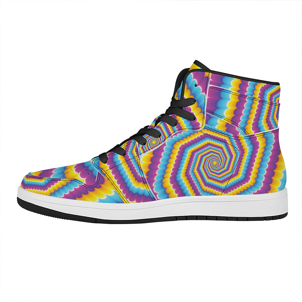 Colorful Spiral Illusion Print High Top Leather Sneakers