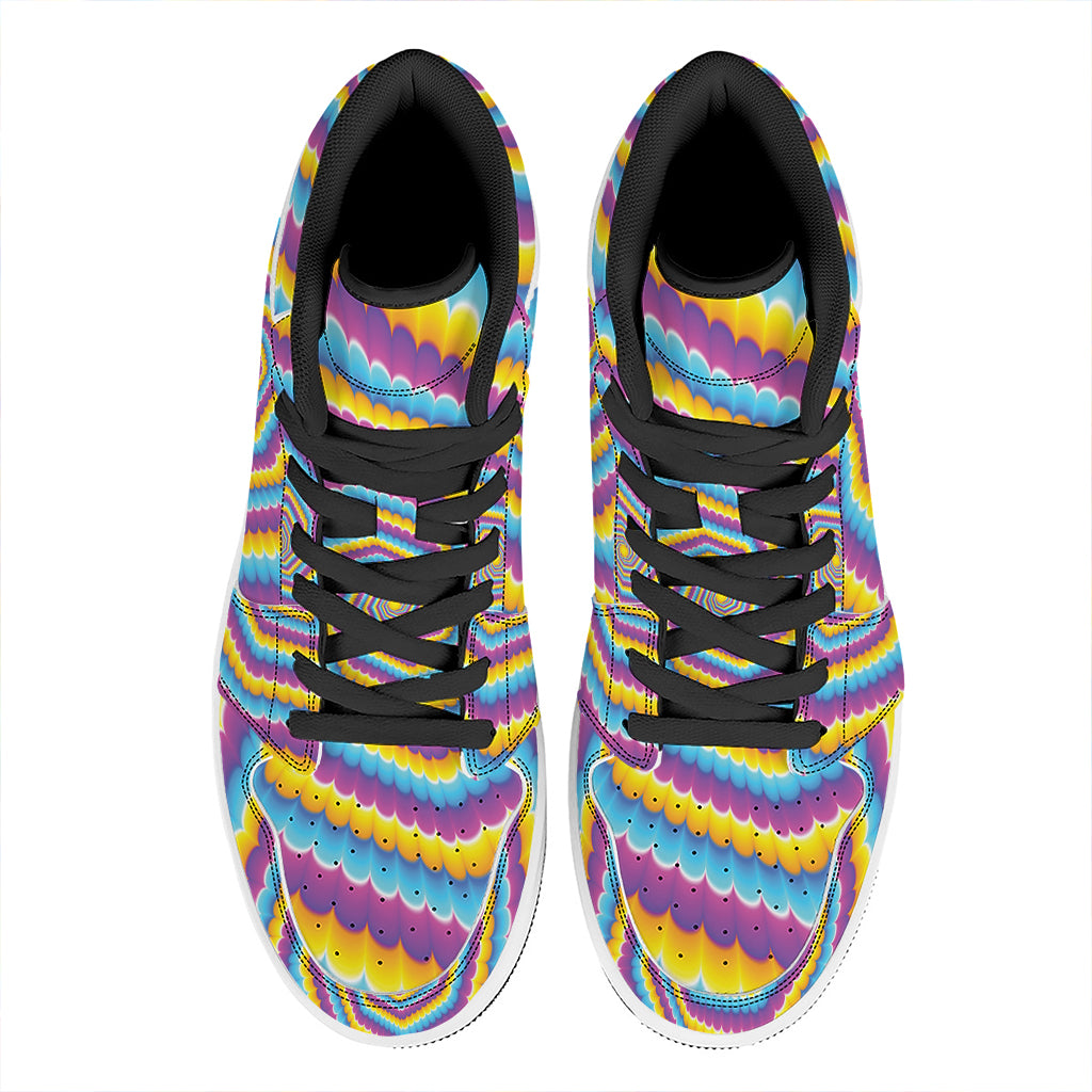 Colorful Spiral Illusion Print High Top Leather Sneakers