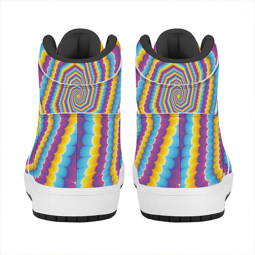Colorful Spiral Illusion Print High Top Leather Sneakers