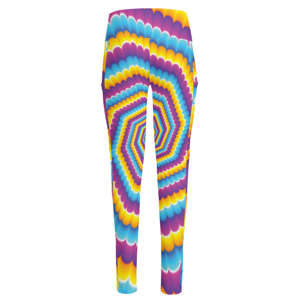 Colorful Spiral Illusion Print High-Waisted Pocket Leggings