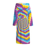 Colorful Spiral Illusion Print Hooded Bathrobe