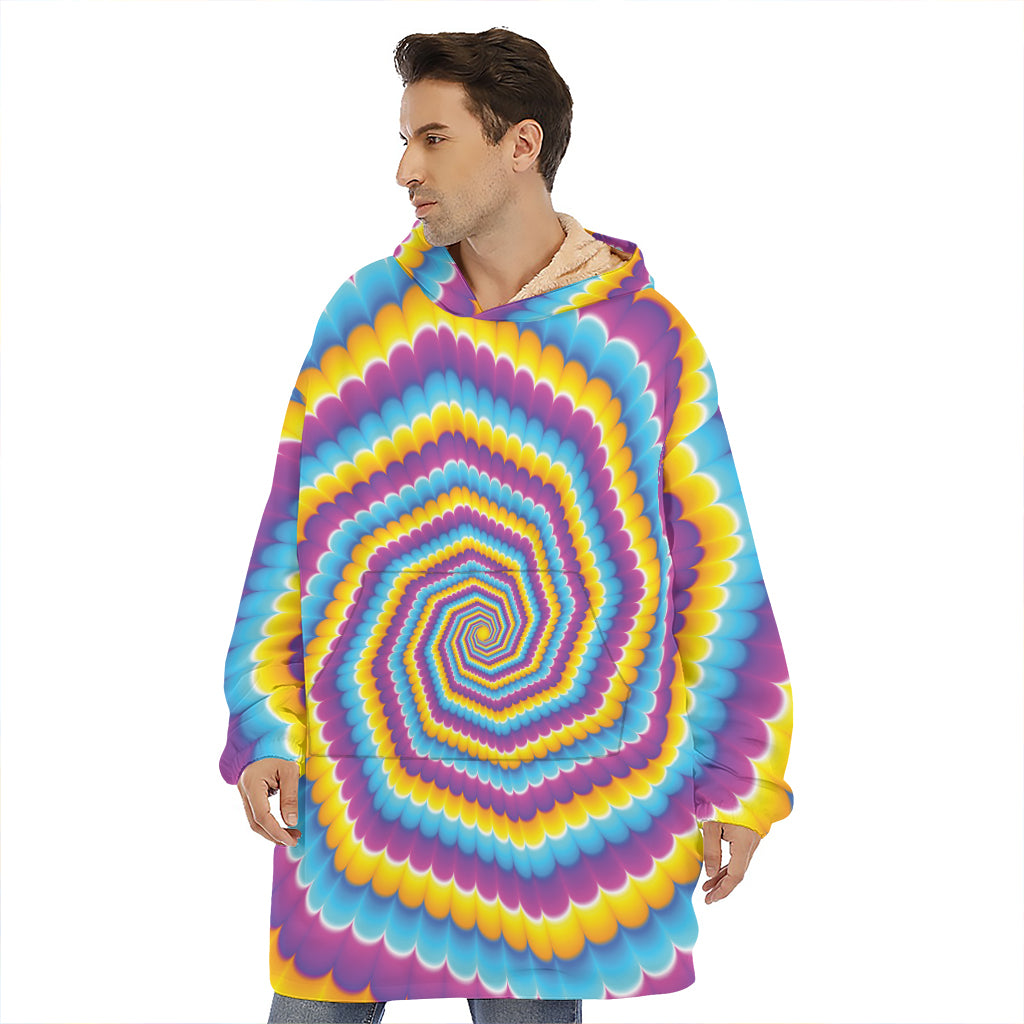 Colorful Spiral Illusion Print Hoodie Blanket