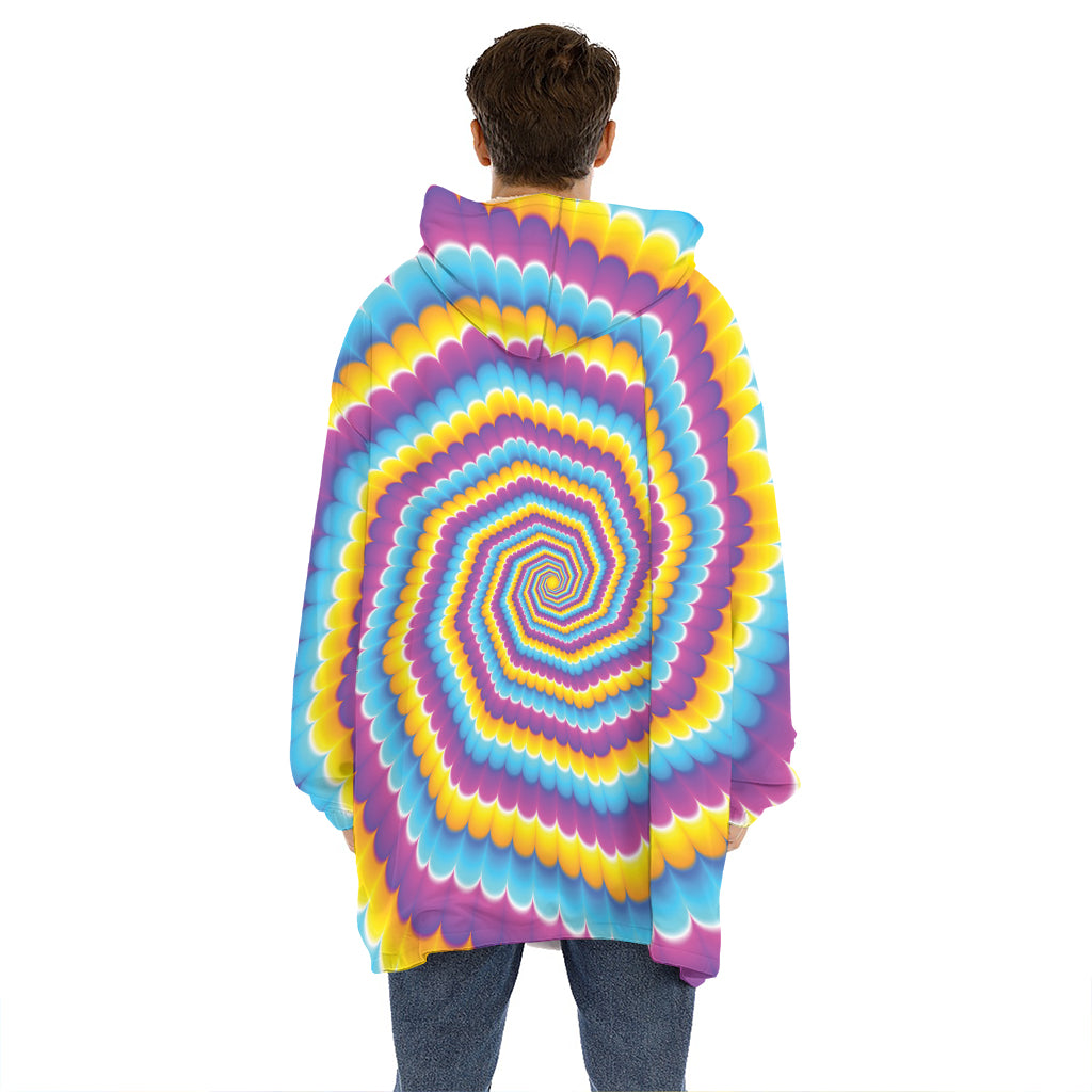 Colorful Spiral Illusion Print Hoodie Blanket